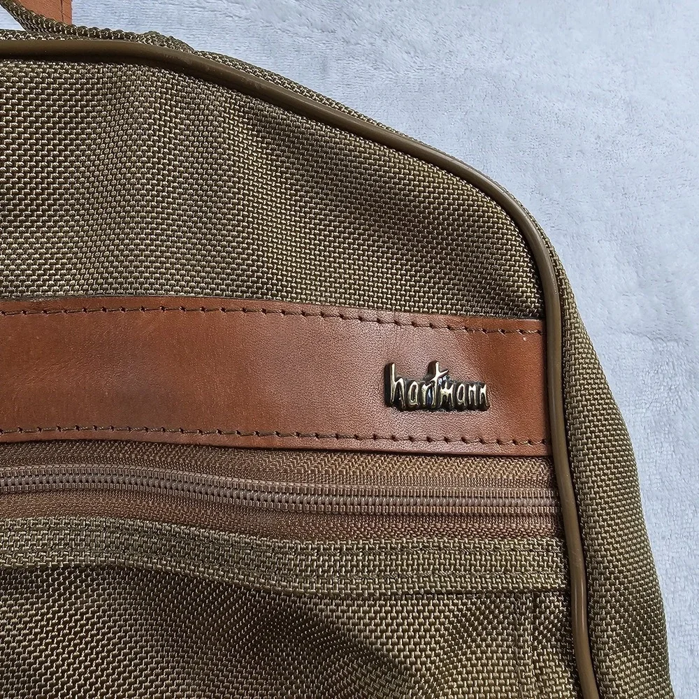 Vtg Hartmann Garment Bag Ballistic Nylon Leather Trim Travel Fold Business